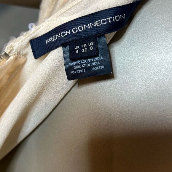 French Connection Sequin Midi Dress Cream Sleeveless V-Neck Size 0 (028) - Picture 14 of 16